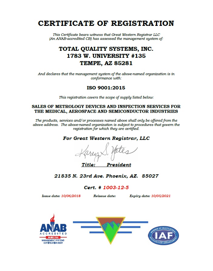 Inspection Services Certification Total Quality Systems