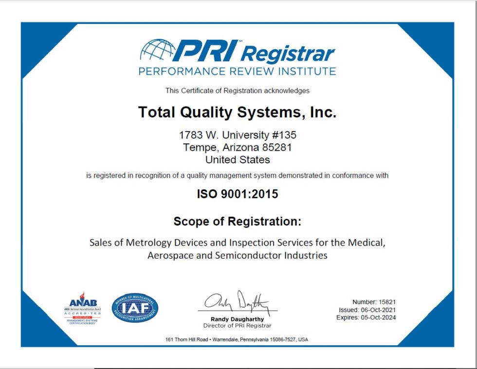Inspection Services Certification Total Quality Systems